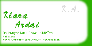 klara ardai business card